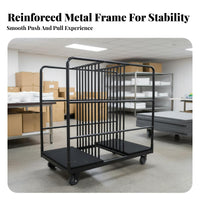 Heavy Duty Glass Turntable Cart Large Capacity 10-Slot Turntable Cart Safeguarding Dividers Rotating Tray Transport Trolley Braking Wheels for Hotel Employees, Banquet Hall Managers, Restaurants, Hotels, Commercial Kitchens, Event Venues