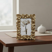 Vintage Gold Photo Frame Versatile Display Gold Baroque Frame Easel Rear Crystal-Clear Glass for Partners, Bedroom