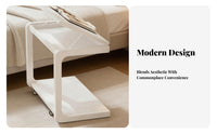 Rolling C-Shaped Side Table Mobile with casters Nightstand Easy Assembly