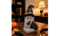 Gothic Tombstone with Witch Hat | Spooky, Tombstone Decoration, for Mantel