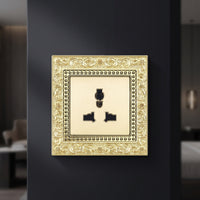 Decorative Socket with Faceplate Vintage Three-Pin Socket Retro Outlet Panel Ornate for Living Room, Bedroom, Hotel, Cafe