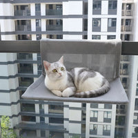 Hanging Cat Bed and Window Hammock with Hooks Over Sill, Rectangular Soft Faux Window Sill Perch for Indoor Cats and Kittens, Soft Resting Place