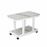 2-Tier Rolling Rolling Table With Wheels Side Table Easy to Assemble