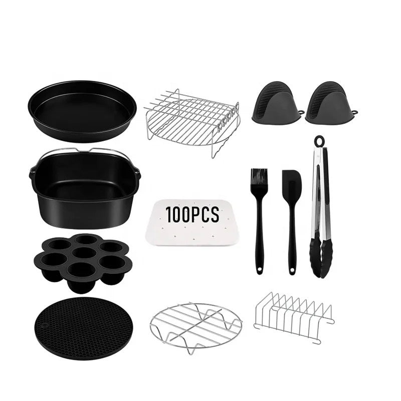 WSY 8-Inch 12-Piece Stainless Steel Grill and Cake Pan Air Fryer Accessory Set