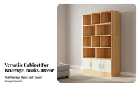 Modern Design Living Room Display Cabinet Large Capacity Freestanding Display Shelf Sturdy Construction Freestanding Bookcase with Doors Easy-to-Clean Surface for Collectors, Apartment Dwellers, Homeowners