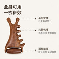 Golden Silk Wood 4-in-1 Massage Comb for Scalp and Face
