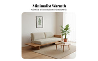Wabi-Sabi Aesthetic 3-Seater Fabric Sofa Nordic design Upholstered 3-Person Settee Removable and cleanable Cover Living Room Seating Japanese Inspired for Guesthouse Owners, Apartment Dwellers, Small Spaces, Lounge Area, book Corner, Bedroom