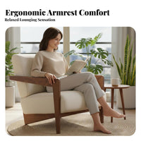 Striped Wooden Armchair sturdy Wood Frame Striped Lounge Chair Minimalist artistic design dense Foam for Living Room, Bedroom