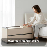 2-Drawer Storage Cabinet Minimalist Design Nightstand Rounded Corners for Office