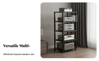 Mobile High-Fidelity Equipment Shelf on Wheels Lockable Casters Multi-Tier Audio Rack Heavy-Duty Rolling Amplifier Stand Stable and Sturdy for Audiophiles, Home Theater Enthusiasts, Recording Studio