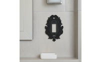 Ornate Light Switch Plate 3D Relief Ornate Baroque Wall Plate Non-Conductive Black Scrollwork Faceplate for Themed Room