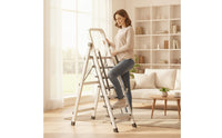 Aluminum Step Ladder with Anti-Slip Treads Sturdy Foldable Household Ladder Space-Saving Folding Step Stool Long-Lasting for Homeowners
