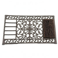 Cast Iron Door Mat Dark Bronze-Brown Metal Entry Mat Textured for Entryway