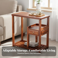 Mortise and Tenon Joinery Tea Ceremony Stand New Chinese Design Multi-Compartment Table Long-Lasting Construction Storage Cabinet Slatted Lower Shelf for Homeowners, Apartment Dwellers, Decorators, Living Room, Reception Area, Small Areas, Bedroom
