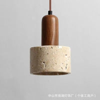 Vintage Bedside Pendant Light Retro Wabi-Sabi Style with Yellow Travertine for Hotel Restaurant