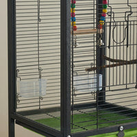 Parrot Cage and Cockatiel Cage with Wheels, Rectangular Myna Bird Cage and Bird Carrier with Pull-Out Tray, Portable Rolling Stand for Budgies