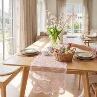 Easter Lace Table Runner Intricate Cutouts Easter Table Runner Machine Washable, Lace Fabric Table Cloth for Home Stylists, Party Hosts, Kitchen, Rectangle Tables