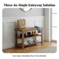 2-Tier Entryway Seat two-wayFunction Design 2-Tier Shoe Changing Seat Space-Saving