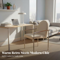 Upholstered Armchair Retro aesthetic Dining Room Chair Ergonomic Support for Bedroom
