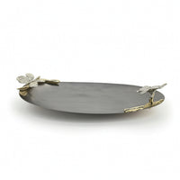 Tray with Flower Decorations Decorative Oval Serving Tray for Tabletop