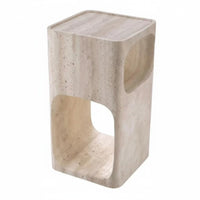 C-Shaped Storage Table Nordic design Household Furniture Marble-Patterned Top Sturdy Construction for Lounge Area, Home Office
