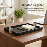 Leather Wood Tray - Light Luxury Decor