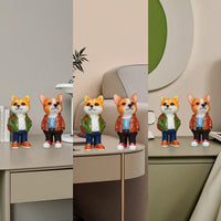 2 Pieces Corgi Figurine with Backpack Decorative for Desk, Bookshelf