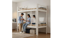 Metal Bunk Bed Heavy-Duty Double-Deck Bunk Bed Sturdy Furniture for Employees, Roommates, Dormitory Housing, Apartment