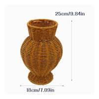 Rattan Vase Minimalist Wicker Flower Basket Artistic Weave for Tabletop