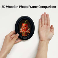 Solid Wood Picture Frame with Abstract Design, Oval, Painted, Includes Picture