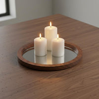 Mirror Tray Sturdy Round Wooden Tray for Dining Table