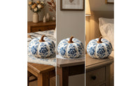 Floral Textile Pumpkin Shabby Chic Stuffed Pumpkin Soft Decorative Pumpkins Artisan-Made for Mantel