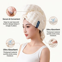 Hair Towel Wrap Turban for Women with Super Absorbent Coral Fleece, Head for After Shower Bathroom Use, Lightweight Quick Drying Design
