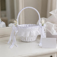 Folding Wedding Basket Portable Bridal Basket Artificial Flowers for Brides