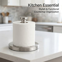 Table Metal Freestanding Dispensing Paper Towel Holder for Kitchen and Dining Room, Stainless Steel Roll for Families