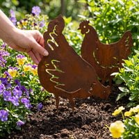 Outdoor Rooster Garden Stake Metal Silhouette Decor