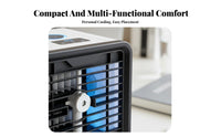 Portable Air Conditioner Fan Cools & Humidifies Desktop Air Chiller Three Settings USB Personal Space Chiller for Students, Office, Dorm Room
