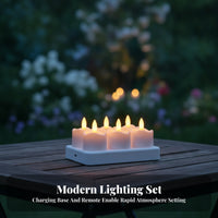 6 Pieces Rechargeable LED Candle Set | Flameless Ambient Glow, Glossy White Finish, LED Candle with Charging Base, for Dinner Settings