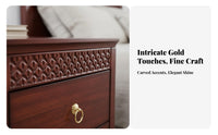 Solid Wood Nightstand 2-drawer Bedside Cabinet Table Elegant Light Design Sturdy Construction Carved Details Suitable for Adults Guest Room Small Areas Hotel