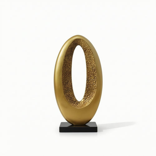 Oval Sculpture Textured Sculpture with Base Minimalist Abstract Statue for Homeowners, Art Collectors, Entryway