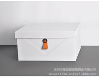 简约样板间家用软装皮扣金属收纳箱衣帽间皮质收纳盒装饰展示摆件