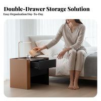 Nightstand with Storage Smoky Color Bedside Cabinet Modern Design for Homeowners