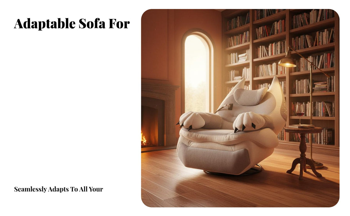 Memory Foam Cushion Feline-Shaped Armchair Adjustable Reclining Multi-Function Recliner Oversized Design Lounge Chair 360° Swivel and Rocking for People Seeking Relaxation, Seniors, Home Theater Enthusiasts, Bedroom, Office