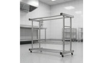Stainless Steel Clothes Drying Rack Freestanding Double Rod Clothes Rack Movable Furniture Heavy Duty for Laundry Room, Balcony, Patio