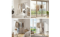 Stainless Steel Clothes Drying Rack Foldable Folding Clothes Drying Rack Telescopic Freestanding for Balcony, Bedroom