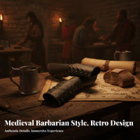 2 Pieces Studded Vambraces Tapered Medieval Bracers Black Leather Bracers
