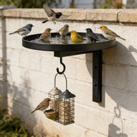 Metal Wall-Mounted Bird Bath Feeder with Hook for Outdoor Garden Patio Decoration