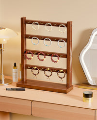 Solid Wood Jewelry Display Stand for Bracelets, Necklaces, and Hair Ties