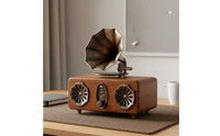 Vintage Bluetooth Speaker TF Card & USB Support Retro Gramophone Speaker Heavy Bass Mini Gramophone Music Player for Desktop, Living Room, Bedroom