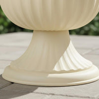 Goblet Planter Indoor Outdoor Use Ceramic Look Planter Double-Layer Design Decorative Plant Pot for Courtyard, Patio